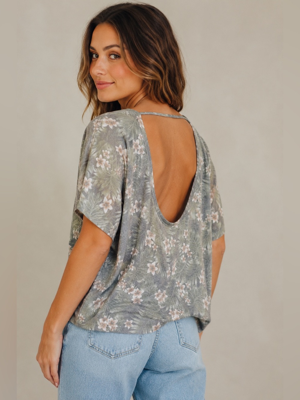 NWT Chaser Floral Open Back Tee